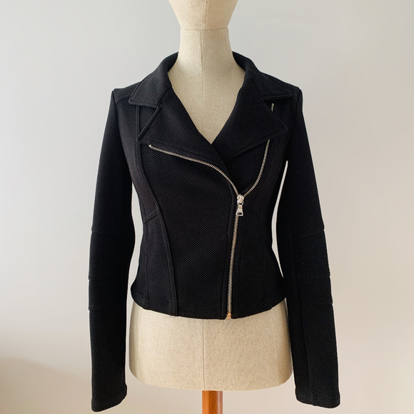 Express Jackets & Blazers - Express Black textured knit moto jacket